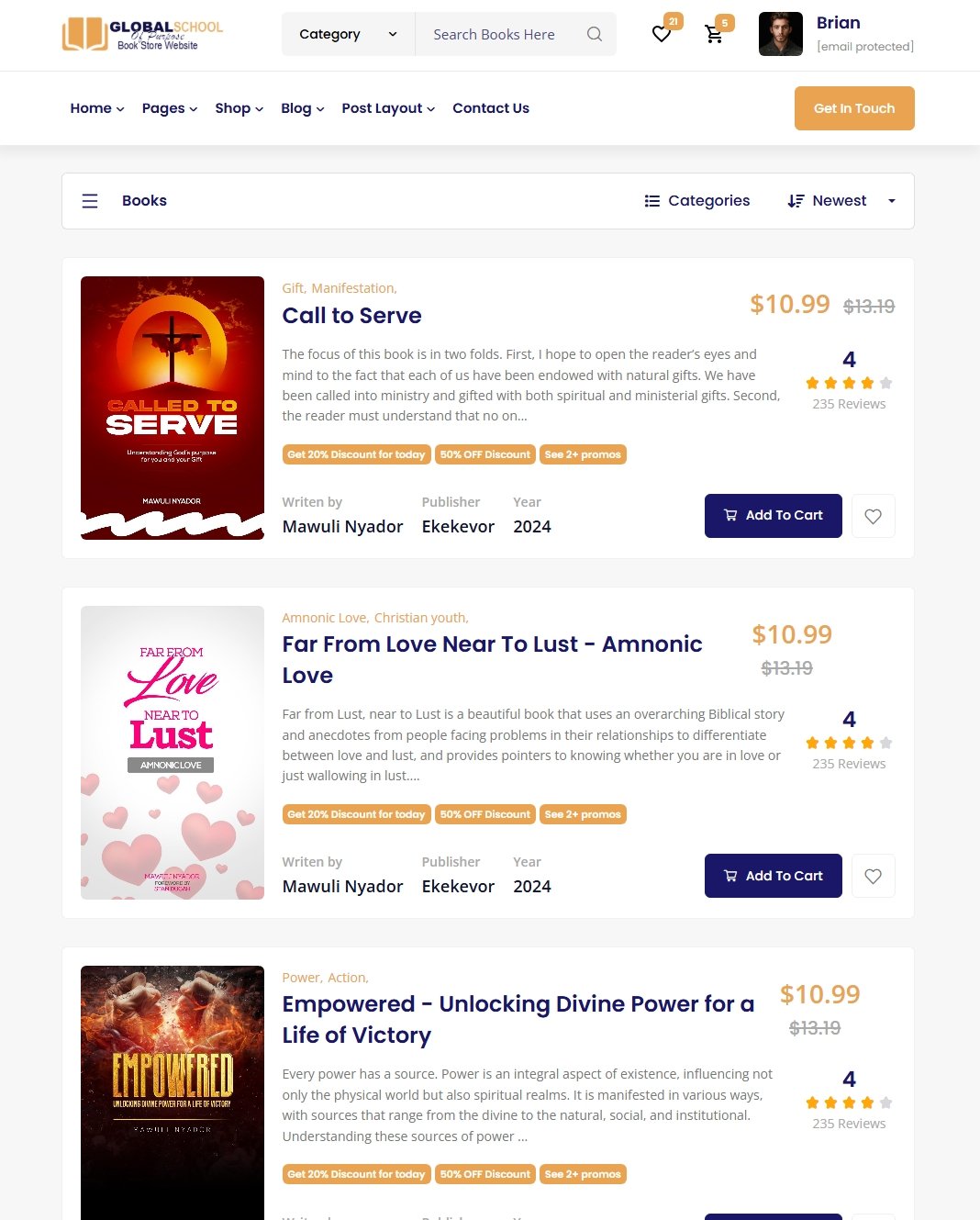Desktop Book Listing Page