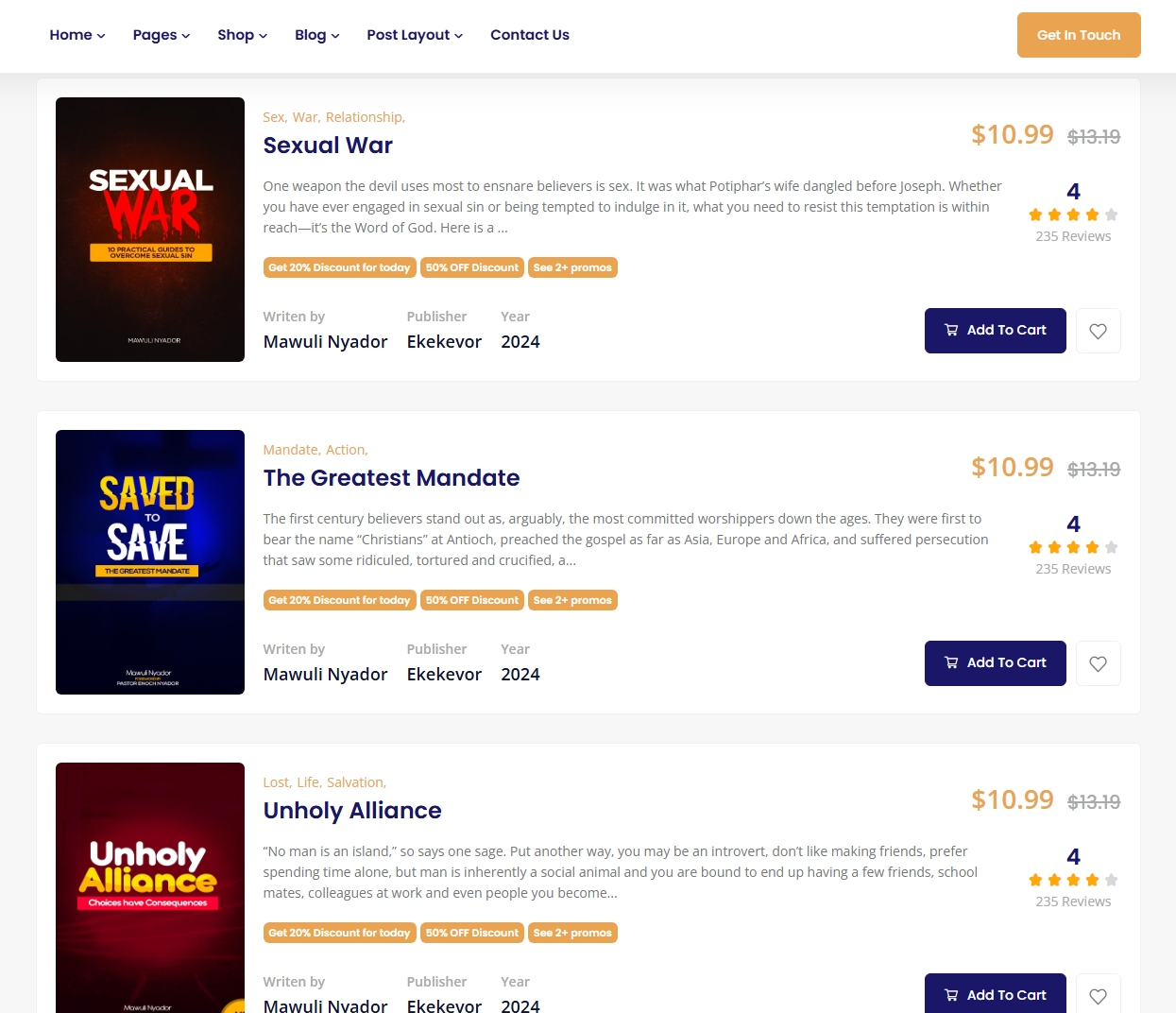 Desktop Book Listing Page