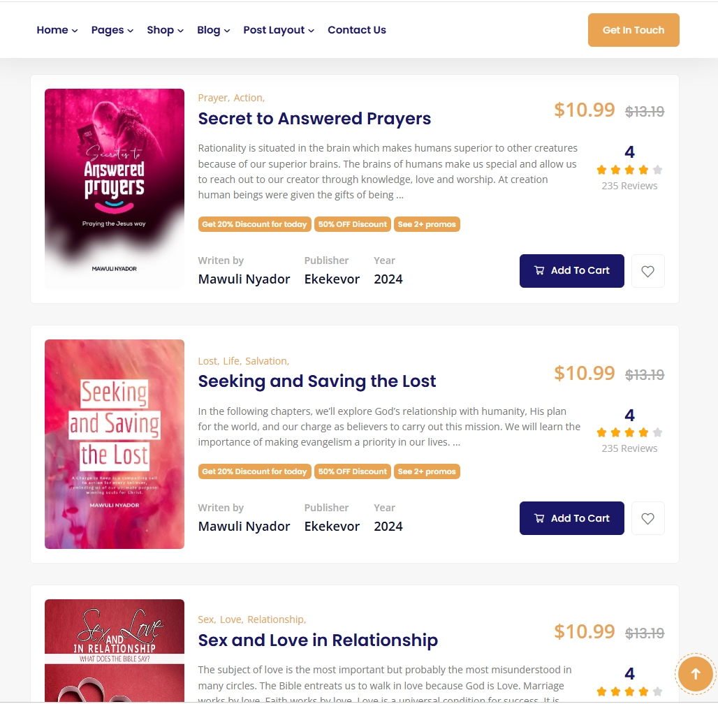 Desktop Book Listing Page